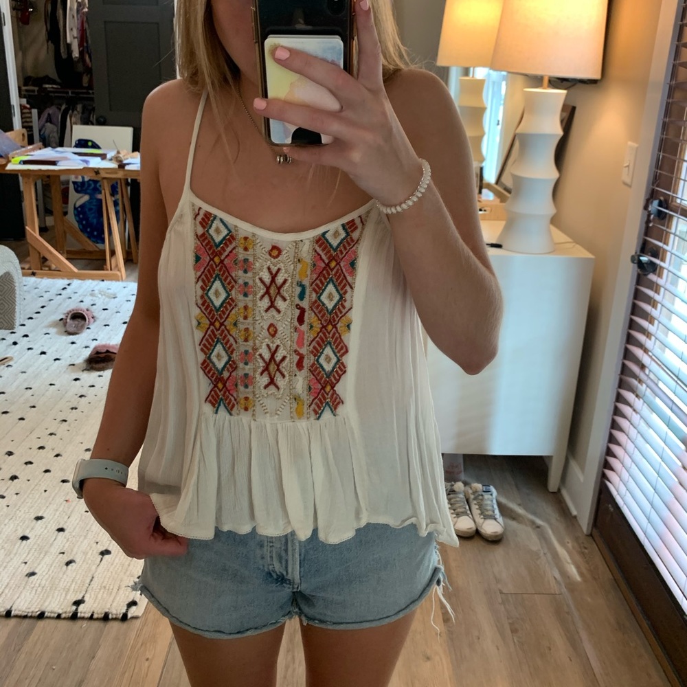 Urban Outfitters Embroidered Ecote Top